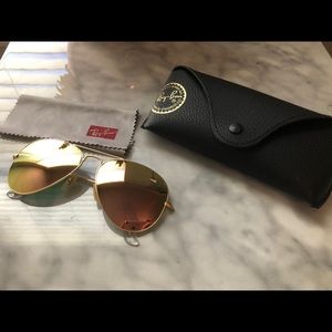 Ray Ban - 3025 aviator rose gold sunglasses 58 mm
